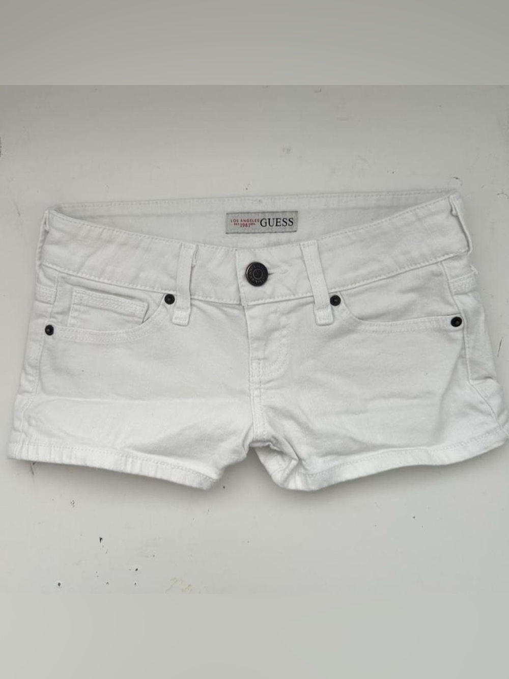 Y2K 2000s White Guess low rise denim shorts